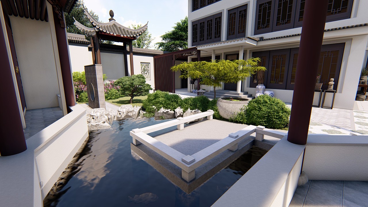 中式庭院景觀設計|空間|景觀設計|張笑文字_原創(chuàng)作品-站酷zcool