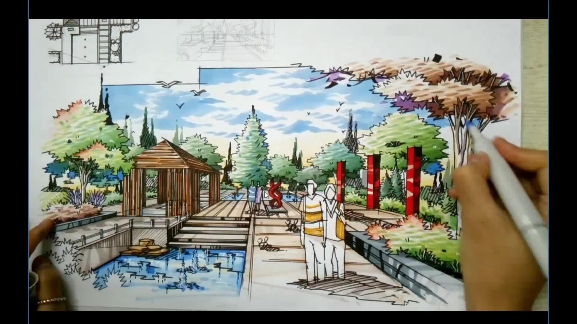 環(huán)境設(shè)計-景觀設(shè)計-植物-馬克筆上色 - 