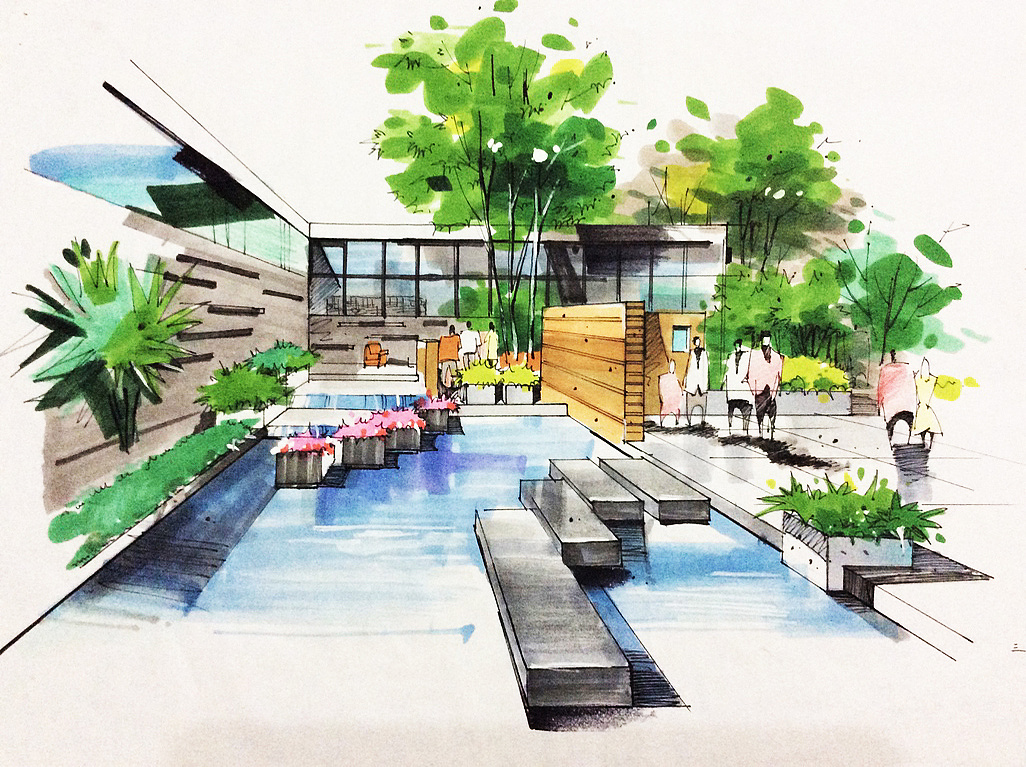 馬克筆手繪|空間|景觀設計|小辛醬 